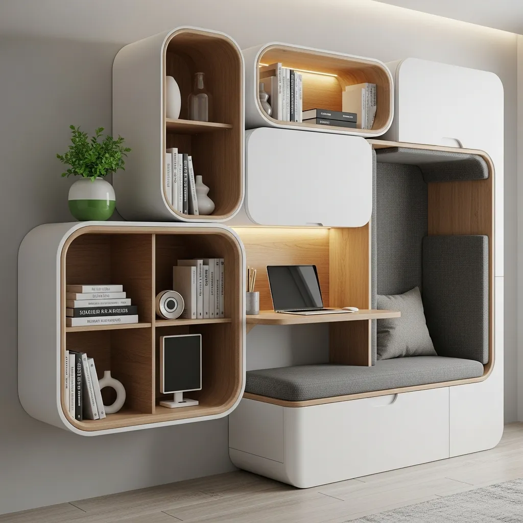 Harmony Pods modular organization system with nested curves